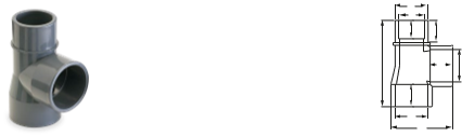 90º Tee solvent socket F/F/M  