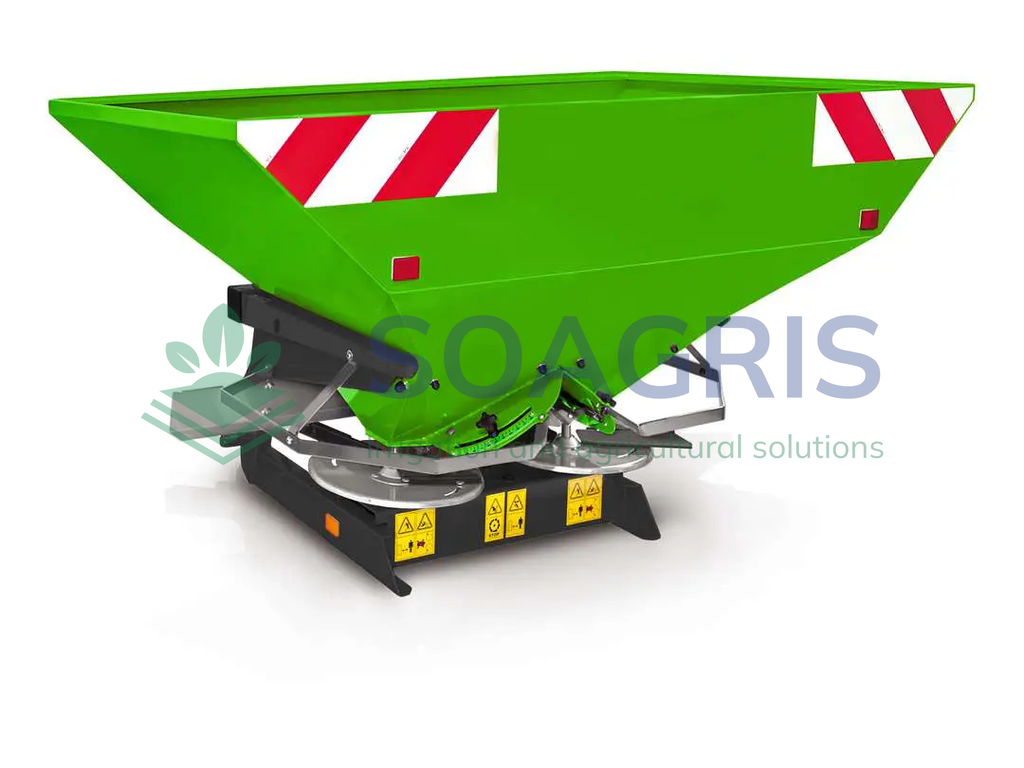 Tractor mounted fertilizer spreader SVX. Double disc, rectangular hopper