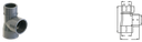 90º Tee solvent socket F/F/M  